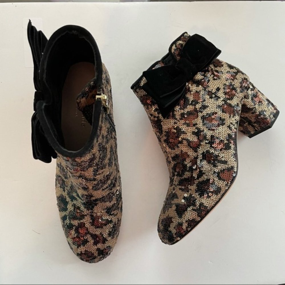 Kate Spade Langley Bootie Leopard Sequin Bow 6 - Picture 4 of 11